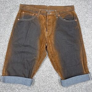 Replay Shorts Men W31 Brown Distressed Button Fly Italy Designer Casual MV904